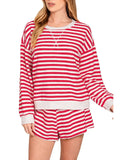 Striped Pullover and Shorts Set