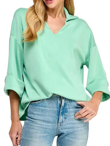 Modal Collared Knit Top