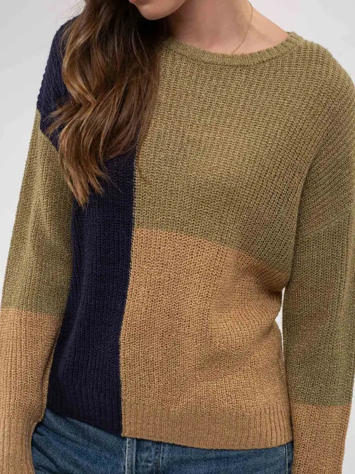 COLORBLOCK KNIT PULLOVER SWEATER