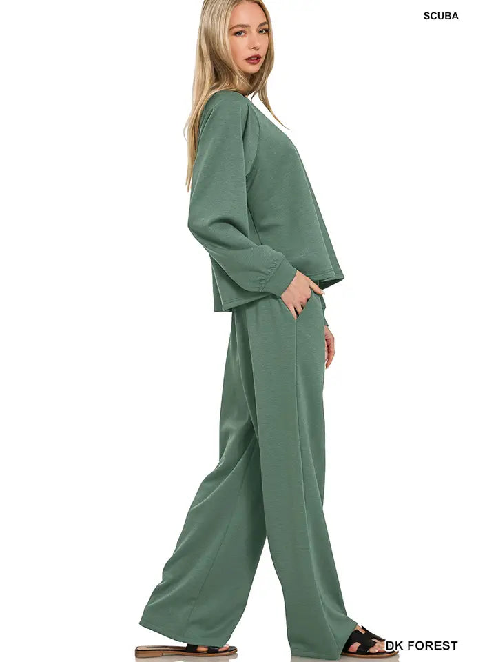 Scuba Crewneck Pullover N Pants 2 Pieces Set