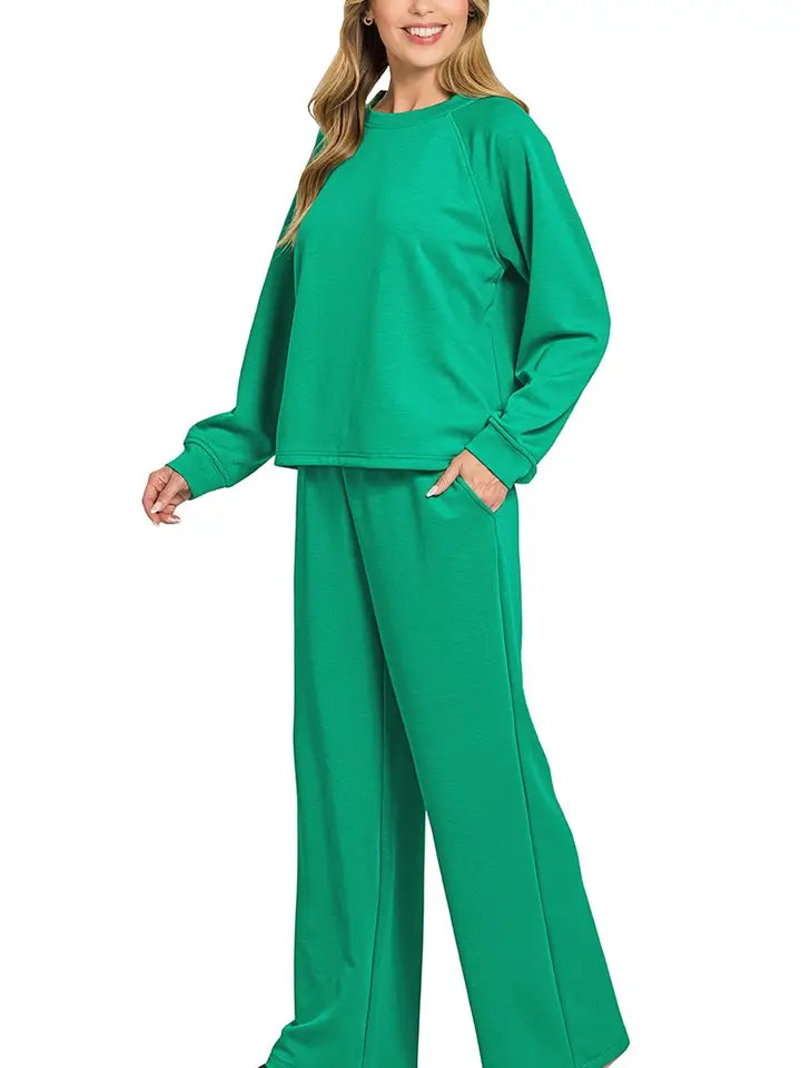 Scuba Crewneck Pullover N Pants 2 Pieces Set