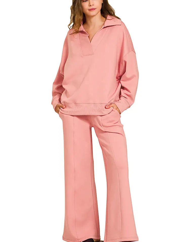 Scuba Collared Pullover And Pants Set