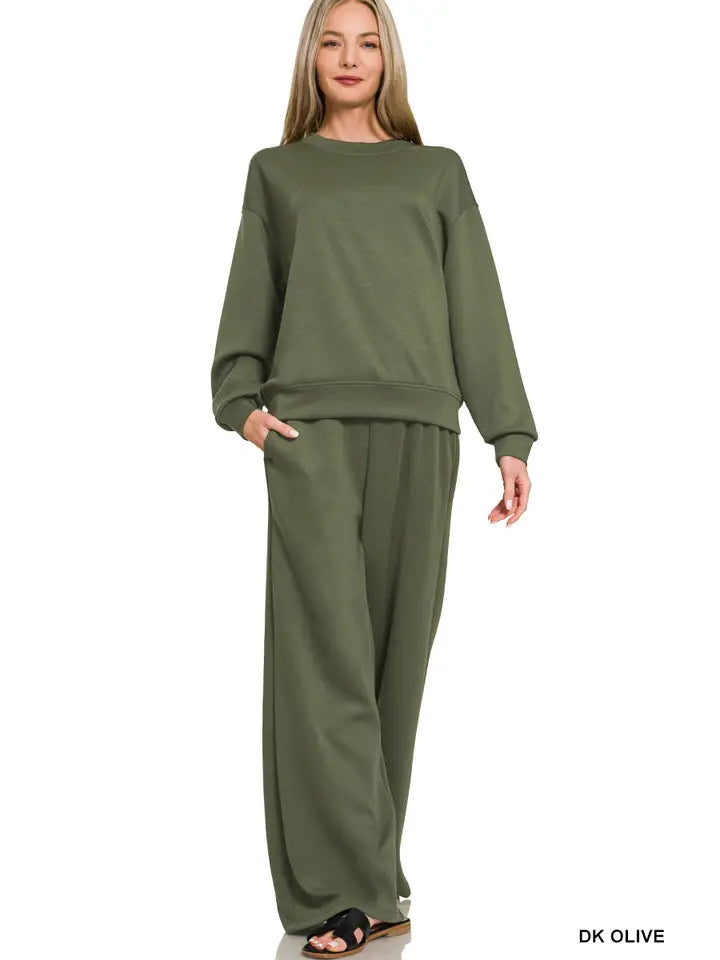 Scuba Crewneck Pullover and Pants 2 Pieces Set