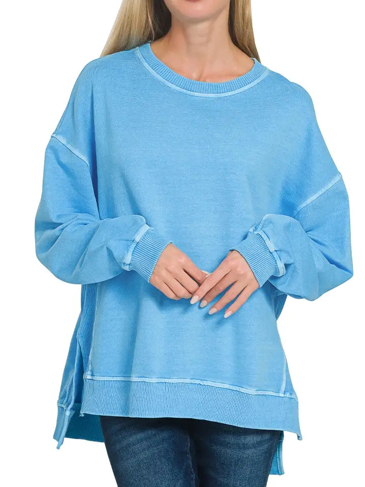 French Terry Pigment Dye And Enzyme Washing Pullover