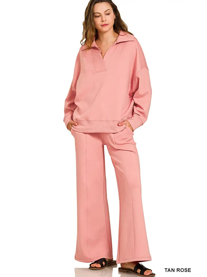 Scuba Collared Pullover And Pants Set