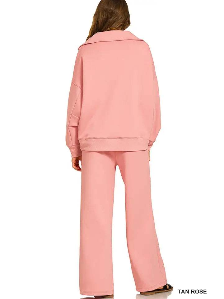 Scuba Collared Pullover And Pants Set