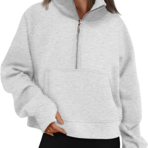 Womens Sweatshirts Half Zip Cropped Pullover Fleece Quarter Zipper Hoodies  Fall Fashion Outfits Clothes