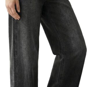 Womens Lyocell Cotton Denim Adjustable Waist Stretchy Spring Wide Leg Jeans